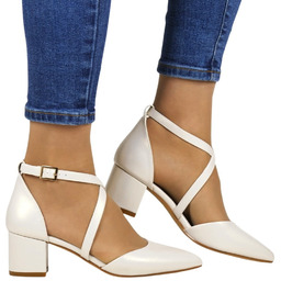 Czółenka Na Niskim Obcasie Sergio Leone 830 Perłowe