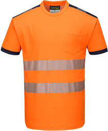 T181 - T-Shirt ostrzegawczy PW3 - pomarańczowy-granat M