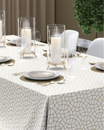 Detexpol Obrus dekoracyjny 140x320 ekri złoty geometryczny 4137