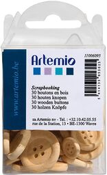 Artemio 30-częściowe drewniane guziki, beżowe