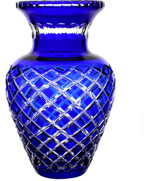 Kryształowy wazon cobalt szlif krata