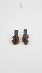 Pakamera Dark Amber Srebro - kolczyki oksydowane bursztyn