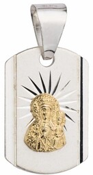 Srebrny Medalik z Pozłacaną Matką Boską pr 925