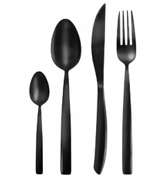 Sztućce czarne, Black Luxure, zestaw sztućców, komplet 24