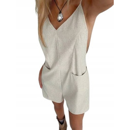 SHEIN DAMSKI KOMBINEZON BEŻOWY NA RAMIĄCZKACH CASUAL 40/42