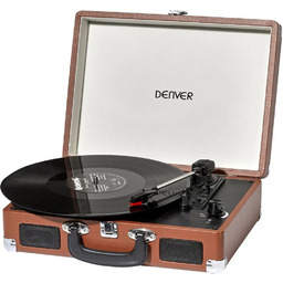 Gramofon z wbudowanymi głośnikami Denver VPL-120 brązowy Kuferek