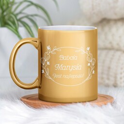 Kubek ceramiczny złoty z grawerem dla babci