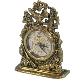 Zegar mosiądz stojący kominkowy 19x15x5 85756