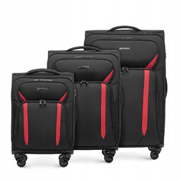 Zestaw Walizki Wittchen 56-3S-18S-11 Czarno Czerwony Poliester 3