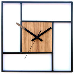 Elior Loftowy zegar ścienny z drewnem dębowym