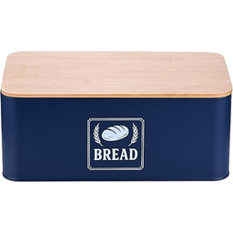 Relaxdays chlebak, pokrywka bambusowa, metalowa, (wys. x szer.