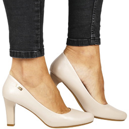 Czółenka Na Słupku Obcasie Sergio Leone 1459 Cieliste