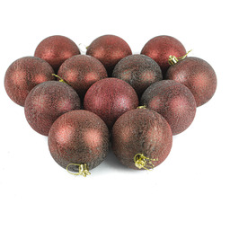 Bombki choinkowe bordowe - 8 cm - 12