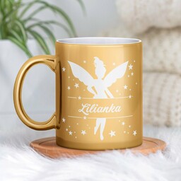 Kubek ceramiczny złoty z grawerem dla dziewczynki