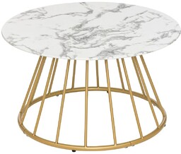 Stolik kawowy Rayo okrągły biały z efektem marmuru