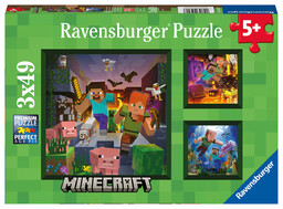 Ravensburger, puzzle, Minecraft, 3x49 el.