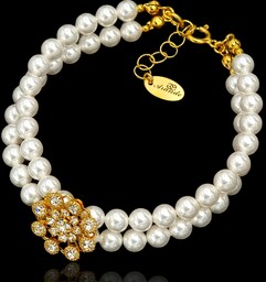 Kryształy Perły Piękna Bransoletka Crystal Flow Gold Złote