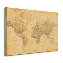 World Map (Vintage Style) - Obraz na płótnie