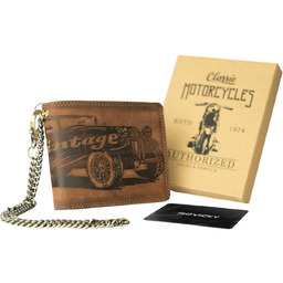 Portfel męski motocyklowy z łańcuszkiem skóra naturalna nubuk