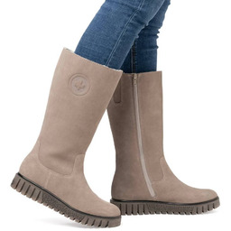 Rieker Kozaki Damskie Ocieplane Beżowe-40