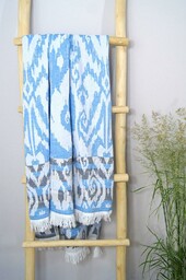 Greno Ręcznik plażowy 90x180 Sardynia niebieski biały bawełniany