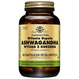 SOLGAR Ashwagandha suplement diet 60 kapsułek