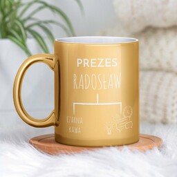 Kubek ceramiczny złoty z grawerem dla szefa