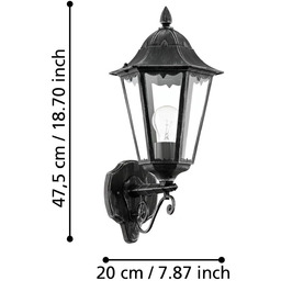 EGLO Kinkiet zewnętrzny Navedo, czarny, aluminium, antyczny