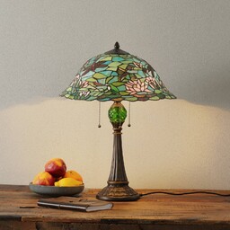 Clayre&Eef Lampa stołowa tiffany Waterlily, multikolor, salon /