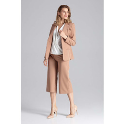 Klasyczny Brązowy Żakiet na Jeden Guzik z Kolorową