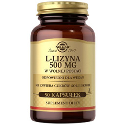 SOLGAR L-lizyna 500mg suplement diety 50 kapsułek