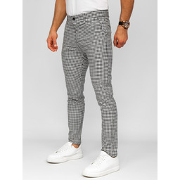 Czarne spodnie materiałowe wizytowe w kratę męskie Denley