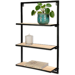 Półka ścienna metalowa czarna 3-poziomowa 40x12x65 cm