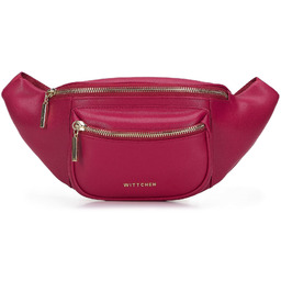 Damska torebka nerka skórzana z kieszenią malinowa