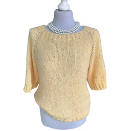 Sweter alpaka jedwab nitka z cekinami recznie robiony