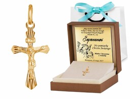 Złota Zawieszka 585 Krzyżyk La Luce z Pasyjką