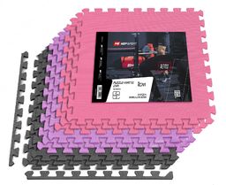 Mata puzzle EVA 1cm szaro/fioletowo/różowa - 9 sztuk
