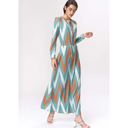 Wzorzysta Długa Sukienka Koktajlowa