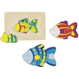 GoKi 4-warstwowe drewniane ryby puzzle