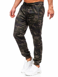 Ciemnozielone spodnie męskie joggery dresowe moro Denley JX6185