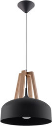 Lampa Wisząca CASCO Czarna/Naturalne Drewno - Sollux