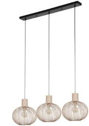 Nowoczesna lampa wisząca z drutu czarna z beżowymi