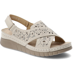 Vinceza Sandały damskie, cholewka ze skóry naturalnej ażurowy