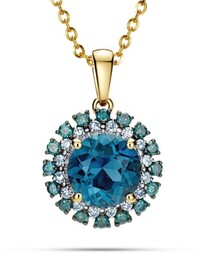Złota Zawieszka London Blue Topaz pr 585