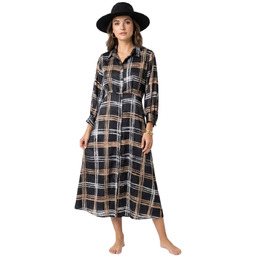 Sukienka damska Zara szmizjerka koszulowa czarna w kratę-XL