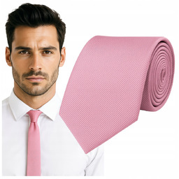 Krawat śledzik prążkowany - różowy
