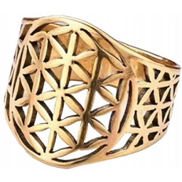 Złoty Pierścionek z Kwiatami Życia Elegancki Modny Stylowy