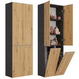 Słupek Łazienkowy Szafka 2x Kosz 174x60x30CM Antracyt Artisan