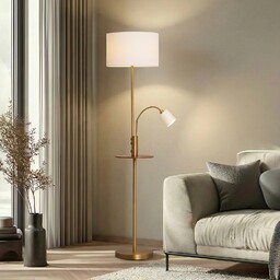 Lampa Podłogowa Lindby, Aovan, antyczny mosiądz, salon, metal,