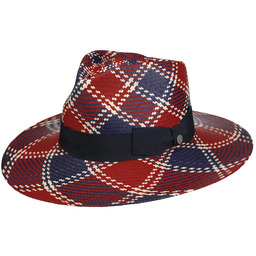 Kapelusz Panama Big Brim Tricolour by Lierys, niebiesko-czerwony,